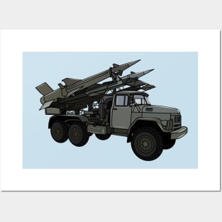 Missile vehicle cartoon illustration Posters and Art